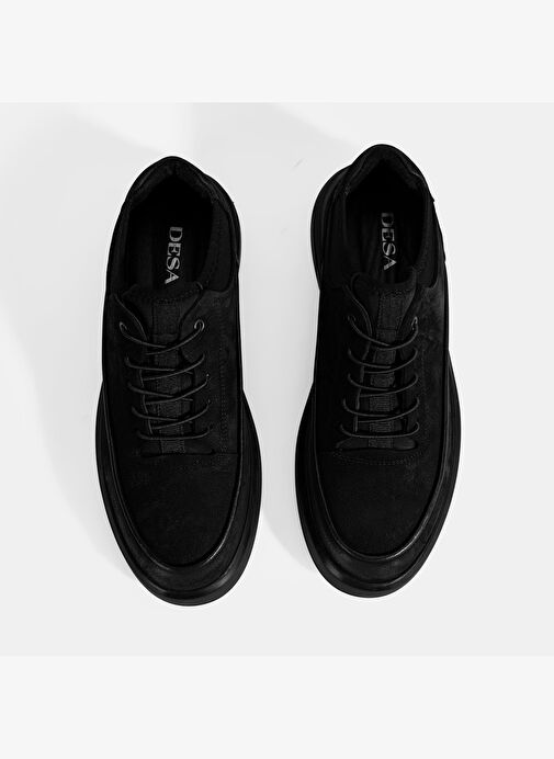 Erkek Siyah Bağcıklı Nubuk Deri Spor Ayakkabı - Görsel 8