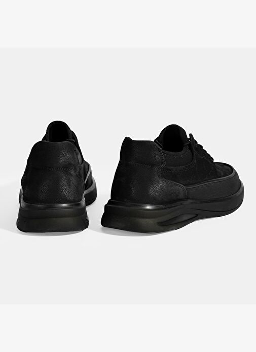 Erkek Siyah Bağcıklı Nubuk Deri Spor Ayakkabı - Görsel 9