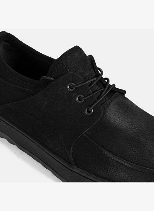 Erkek Siyah Bağcıklı Nubuk Deri Günlük Ayakkabı - Görsel 7