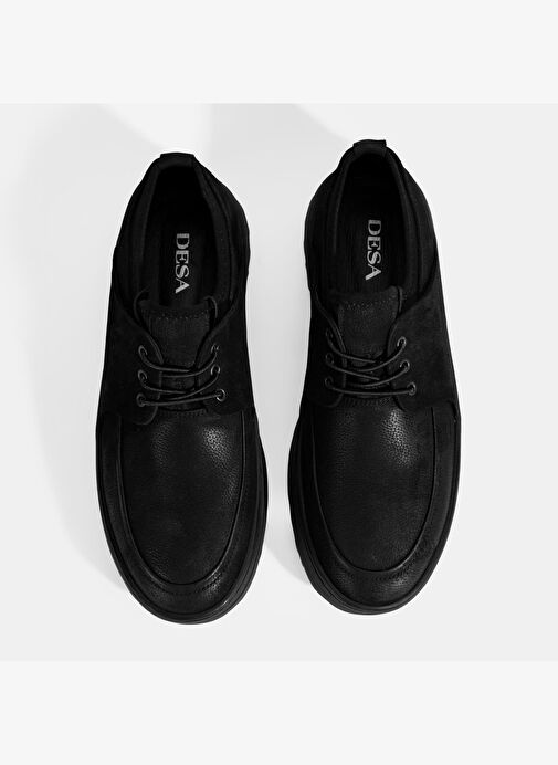 Erkek Siyah Bağcıklı Nubuk Deri Günlük Ayakkabı - Görsel 8