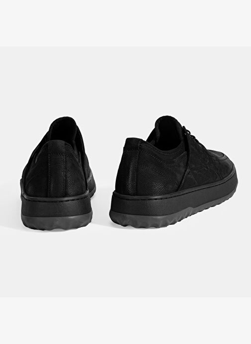 Erkek Siyah Bağcıklı Nubuk Deri Günlük Ayakkabı - Görsel 9