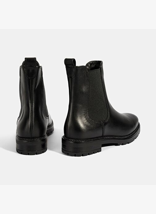 Kadın Siyah Kalın Topuklu Deri Bot - Görsel 8