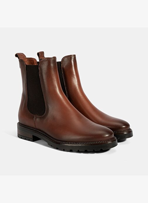 Kadın Taba Kalın Topuklu Deri Bot - Görsel 2