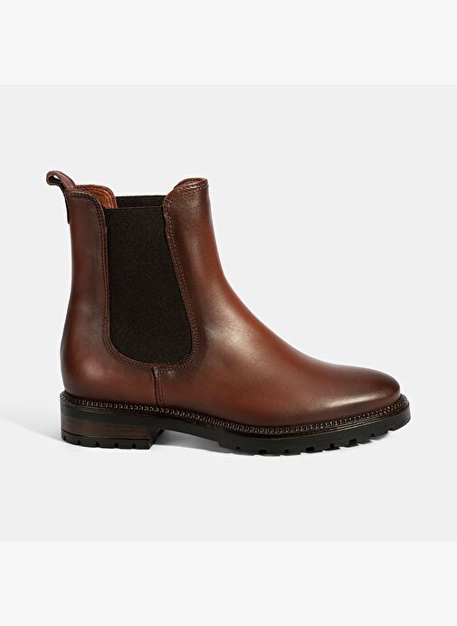 Kadın Taba Kalın Topuklu Deri Bot - Görsel 3