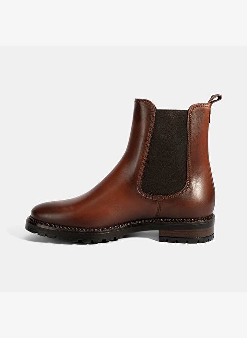 Kadın Taba Kalın Topuklu Deri Bot - Görsel 4