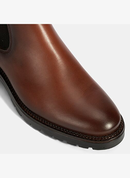 Kadın Taba Kalın Topuklu Deri Bot - Görsel 7