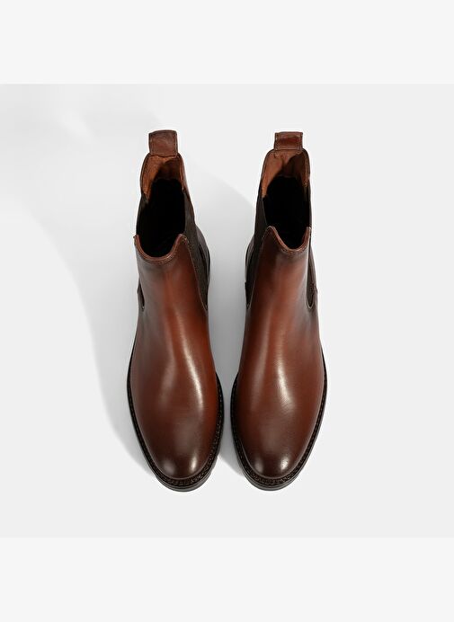 Kadın Taba Kalın Topuklu Deri Bot - Görsel 8