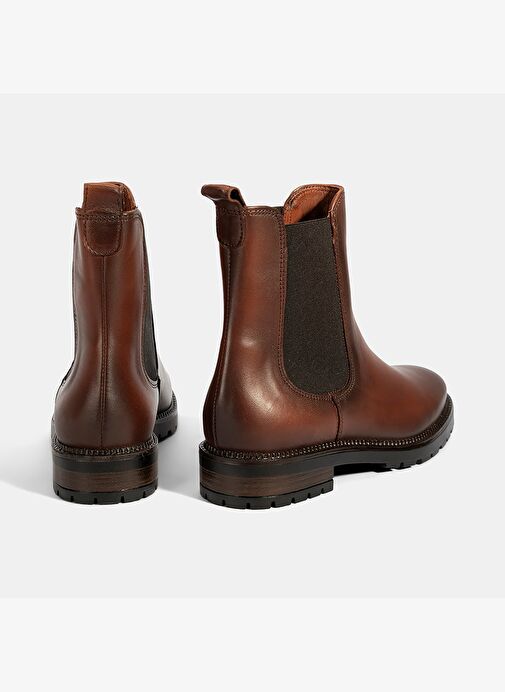 Kadın Taba Kalın Topuklu Deri Bot - Görsel 9