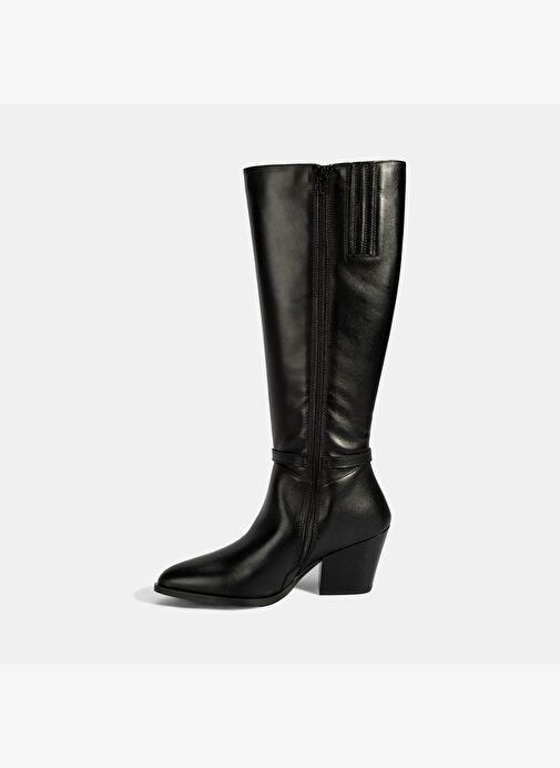 Desa Desa Kadın Siyah Kalın Topuklu Deri Çizme Bot | Boyner Siyah - 4. görsel