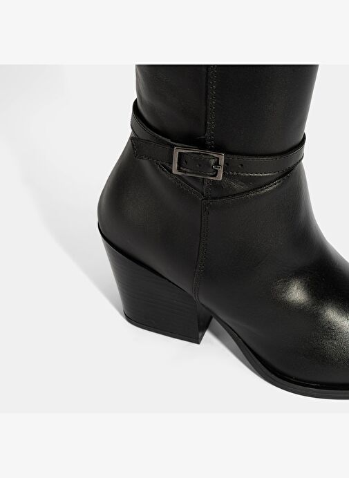 Desa Desa Kadın Siyah Kalın Topuklu Deri Çizme Bot | Boyner Siyah - 7. görsel