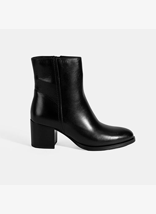 Kadın Siyah Kalın Topuklu Deri Bot - Görsel 3