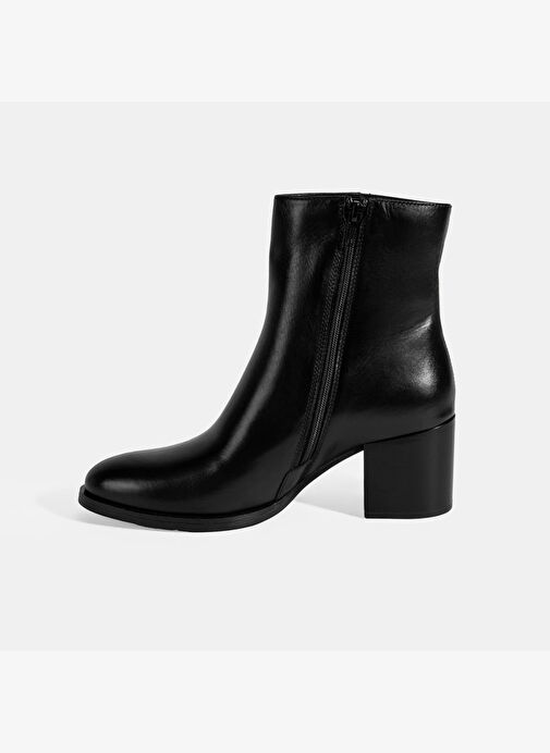 Kadın Siyah Kalın Topuklu Deri Bot - Görsel 4
