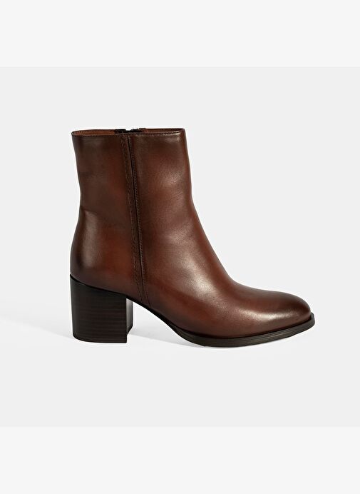 Kadın Taba Kalın Topuklu Deri Bot - Görsel 3
