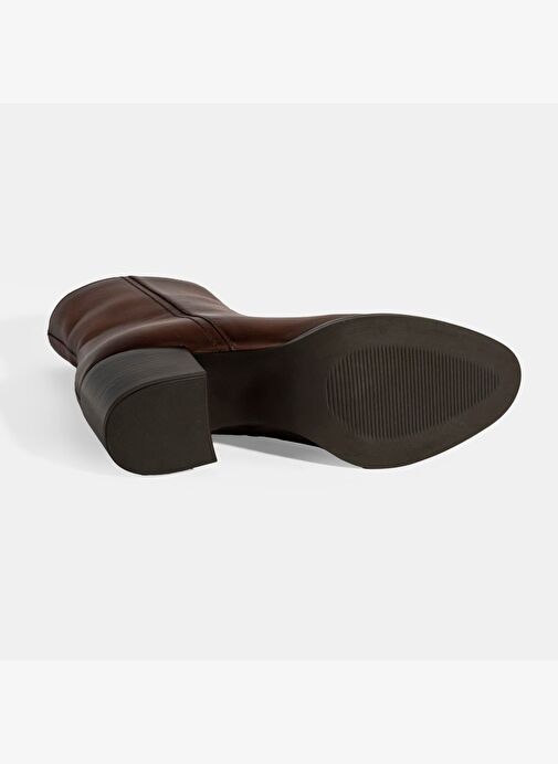 Kadın Taba Kalın Topuklu Deri Bot - Görsel 5