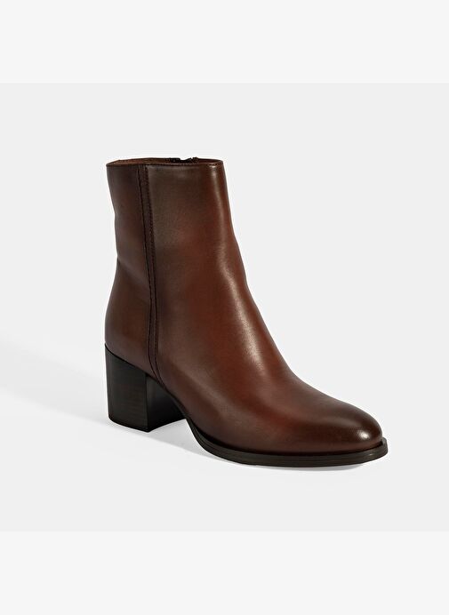 Kadın Taba Kalın Topuklu Deri Bot - Görsel 6