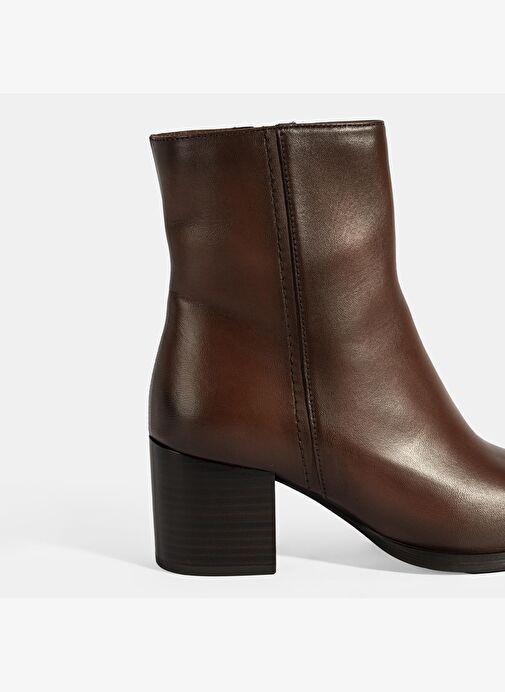 Kadın Taba Kalın Topuklu Deri Bot - Görsel 7