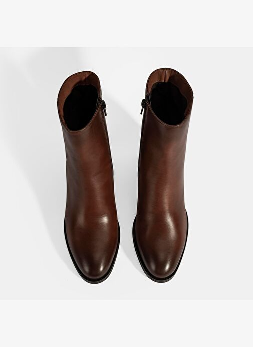 Kadın Taba Kalın Topuklu Deri Bot - Görsel 8