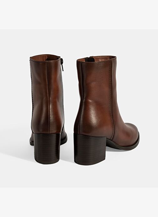 Kadın Taba Kalın Topuklu Deri Bot - Görsel 9