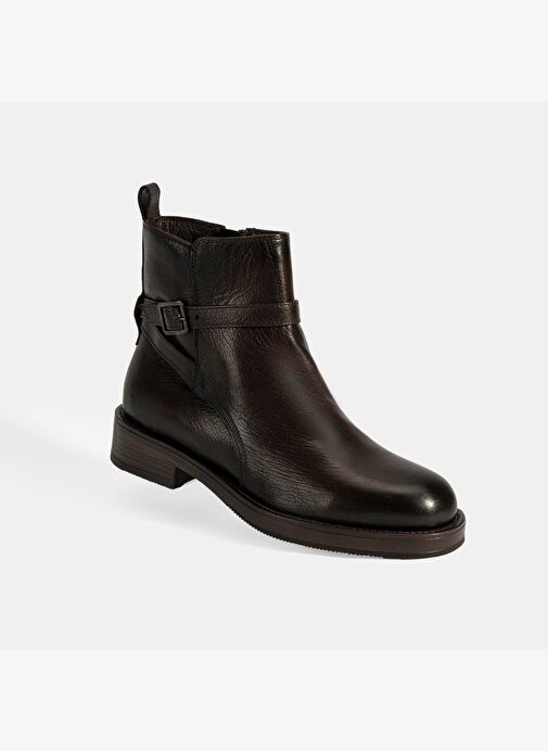 Kadın Kahve Ayarlanabilir Tokalı Deri Bot - Görsel 6