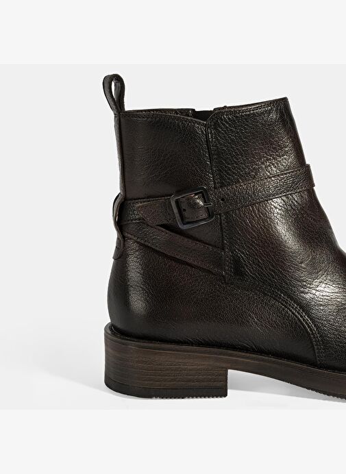 Kadın Kahve Ayarlanabilir Tokalı Deri Bot - Görsel 7