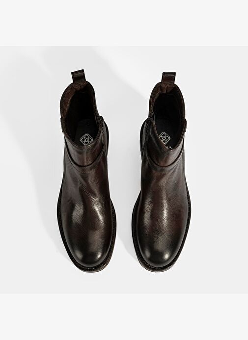 Kadın Kahve Ayarlanabilir Tokalı Deri Bot - Görsel 8