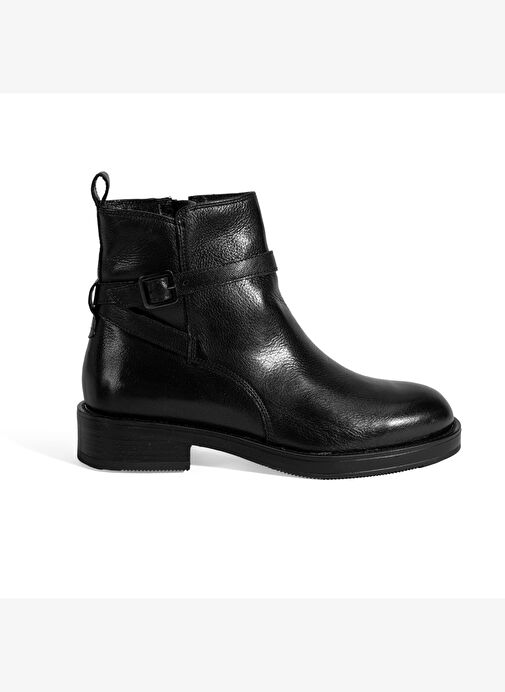 Kadın Siyah Ayarlanabilir Tokalı Deri Bot - Görsel 3