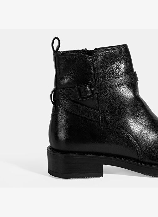 Kadın Siyah Ayarlanabilir Tokalı Deri Bot - Görsel 7