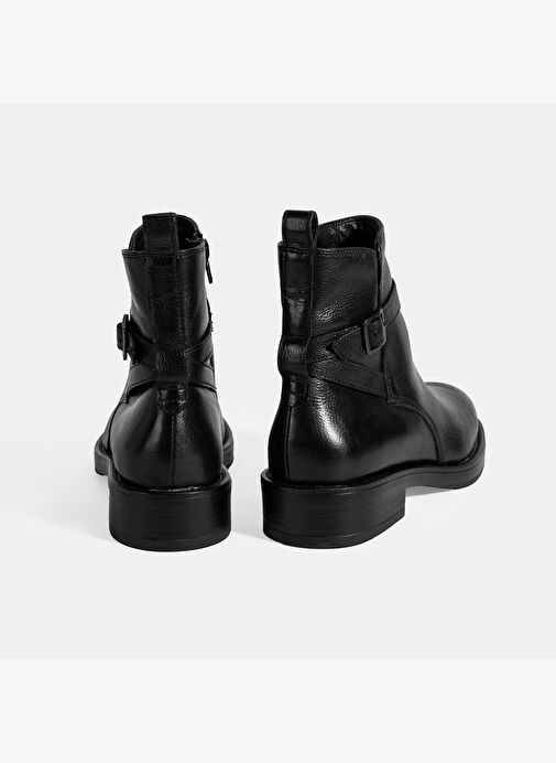Kadın Siyah Ayarlanabilir Tokalı Deri Bot - Görsel 9