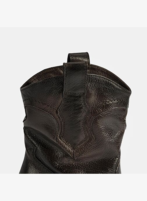 Kadın Kahve Kalın Topuklu Deri Bot - Görsel 8