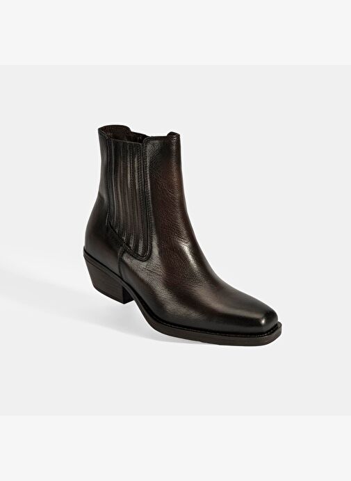 Kadın Kahve Topuklu Deri Bot - Görsel 6