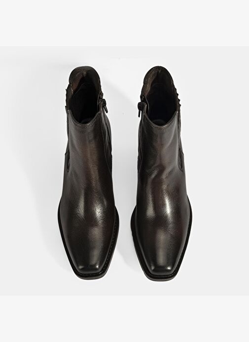 Kadın Kahve Topuklu Deri Bot - Görsel 8