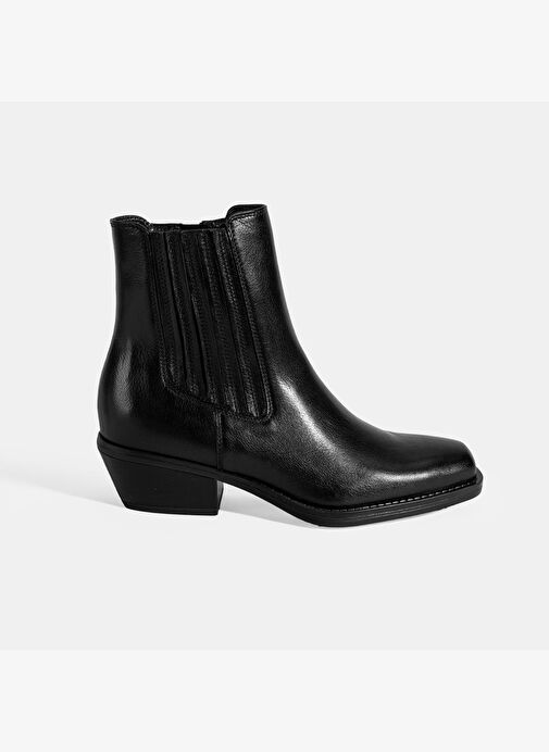 Kadın Siyah Topuklu Deri Bot - Görsel 2