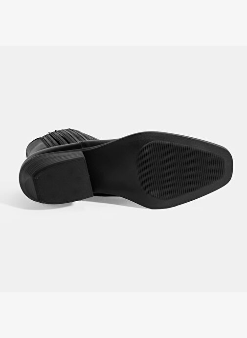 Kadın Siyah Topuklu Deri Bot - Görsel 5