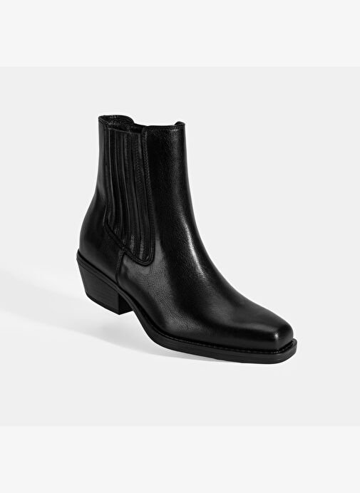 Kadın Siyah Topuklu Deri Bot - Görsel 6