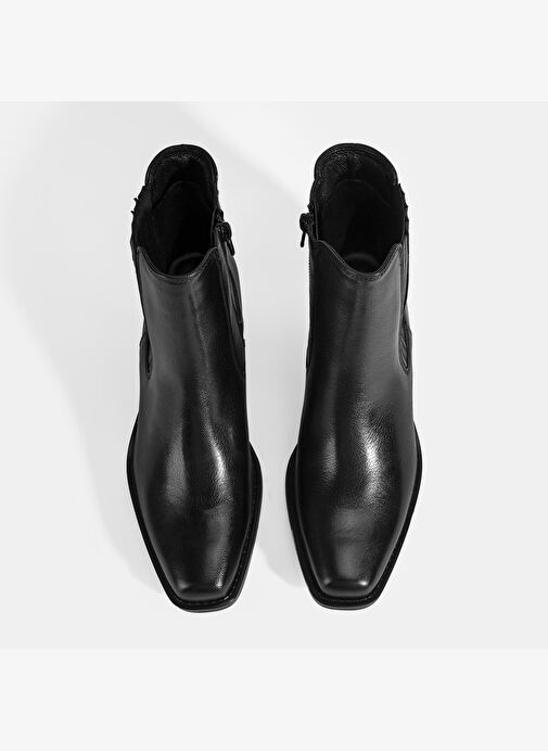 Kadın Siyah Topuklu Deri Bot - Görsel 8