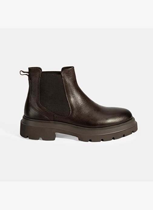 Erkek Kahve Lastik Detaylı Deri Bot - Görsel 3