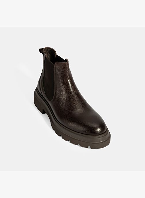 Erkek Kahve Lastik Detaylı Deri Bot - Görsel 6