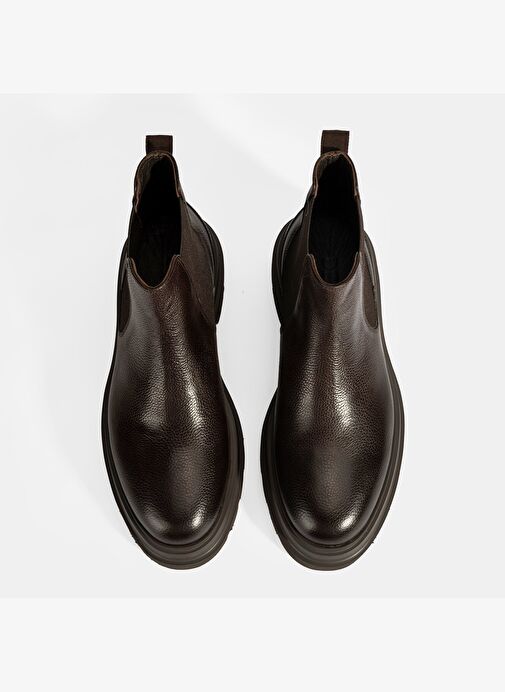 Erkek Kahve Lastik Detaylı Deri Bot - Görsel 8