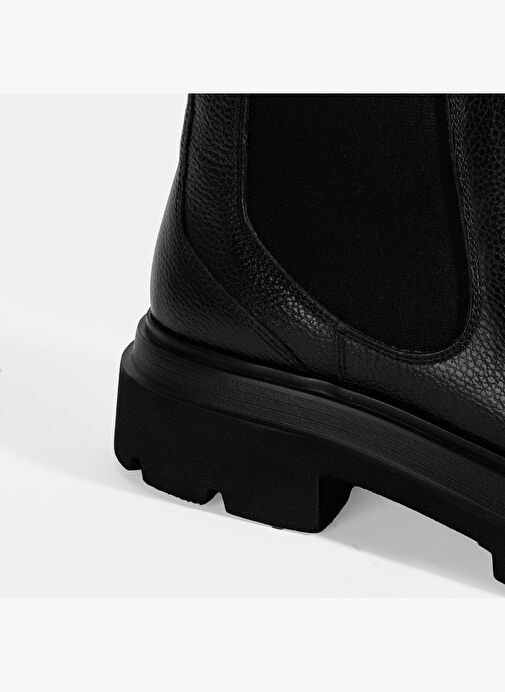 Erkek Siyah Lastik Detaylı Deri Bot - Görsel 7