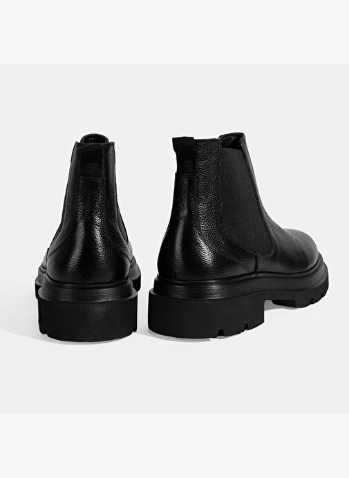 Erkek Siyah Lastik Detaylı Deri Bot - Görsel 9