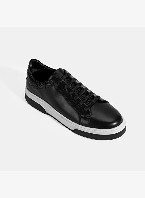 Erkek Siyah Bağcıklı Deri Spor Ayakkabı - Görsel 6