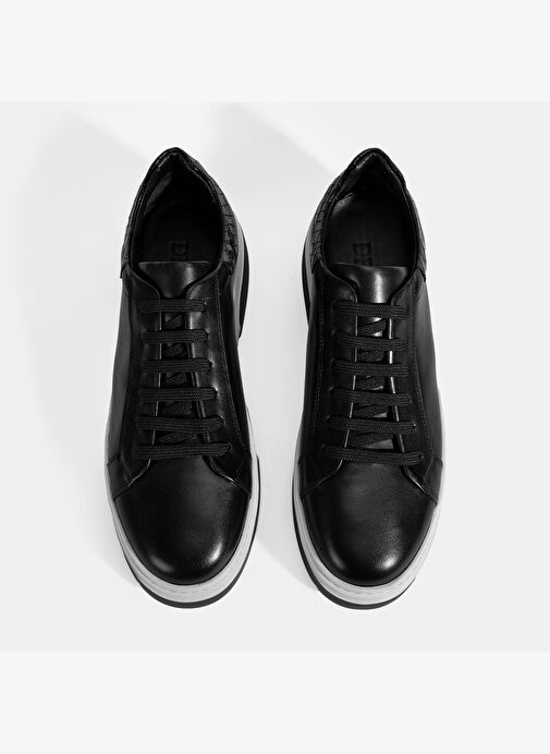 Erkek Siyah Bağcıklı Deri Spor Ayakkabı - Görsel 8