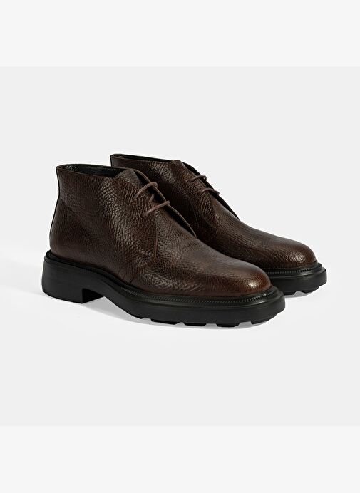 Erkek Kahve Bağcıklı Deri Bot - Görsel 2