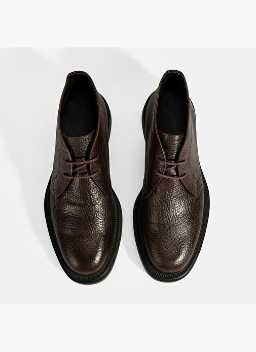 Erkek Kahve Bağcıklı Deri Bot - Görsel 8