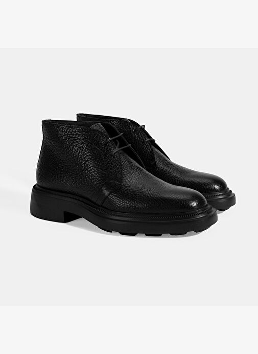 Erkek Siyah Bağcıklı Deri Bot - Görsel 2