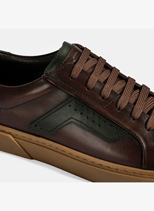 Erkek Kahve Bağcıklı Deri Spor Ayakkabı - Görsel 7