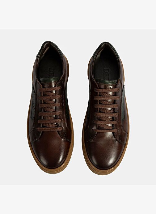 Erkek Kahve Bağcıklı Deri Spor Ayakkabı - Görsel 8