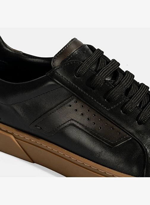 Erkek Siyah Bağcıklı Deri Spor Ayakkabı - Görsel 7