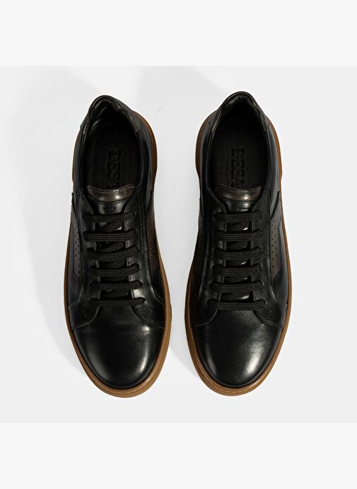 Erkek Siyah Bağcıklı Deri Spor Ayakkabı - Görsel 8