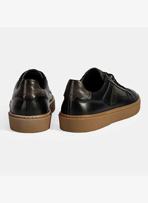 Erkek Siyah Bağcıklı Deri Spor Ayakkabı - Görsel 9